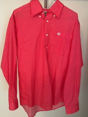 Ariat Men's Red Geometric Long-Sleeve Dress Shirt